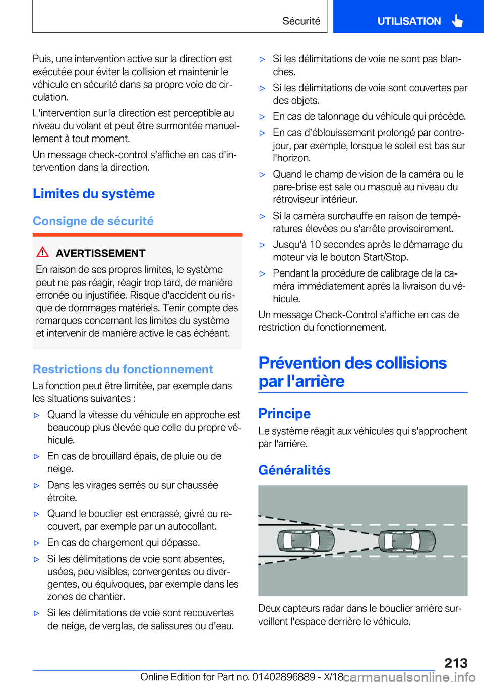 BMW 8 SERIES COUPE 2019  Notices Demploi (in French) �P�u�i�s�,��u�n�e��i�n�t�e�r�v�e�n�t�i�o�n��a�c�t�i�v�e��s�u�r��l�a��d�i�r�e�c�t�i�o�n��e�s�t
�e�x�é�c�u�t�é�e��p�o�u�r��é�v�i�t�e�r��l�a��c�o�l�l�i�s�i�o�n��e�t��m�a�i�n�t�e�n�i�r��l