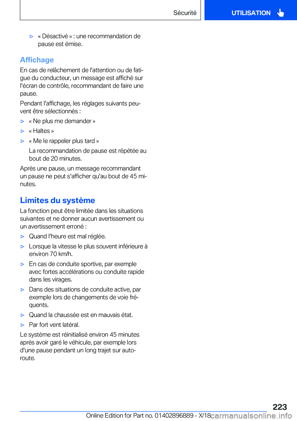 BMW 8 SERIES COUPE 2019  Notices Demploi (in French) 'x�k��D�é�s�a�c�t�i�v�é��{��:��u�n�e��r�e�c�o�m�m�a�n�d�a�t�i�o�n��d�e
�p�a�u�s�e��e�s�t��é�m�i�s�e�.
�A�f�f�i�c�h�a�g�e
�E�n��c�a�s��d�e��r�e�l�