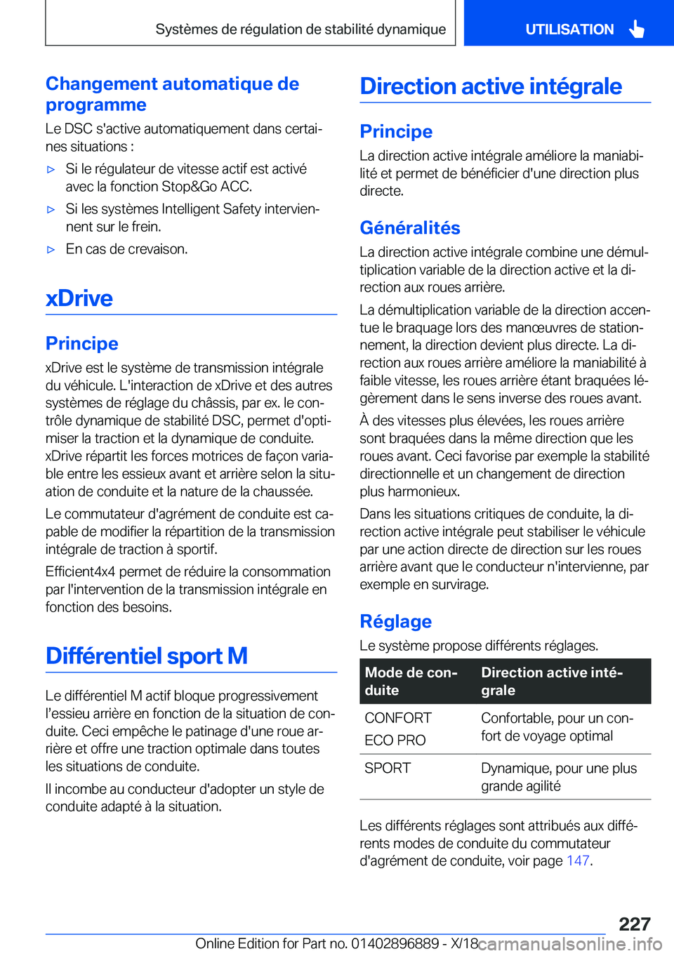BMW 8 SERIES COUPE 2019  Notices Demploi (in French) �C�h�a�n�g�e�m�e�n�t��a�u�t�o�m�a�t�i�q�u�e��d�e
�p�r�o�g�r�a�m�m�e
�L�e��D�S�C��s�'�a�c�t�i�v�e��a�u�t�o�m�a�t�i�q�u�e�m�e�n�t��d�a�n�s��c�e�r�t�a�ij �n�e�s��s�i�t�u�a�t�i�o�n�s��:'