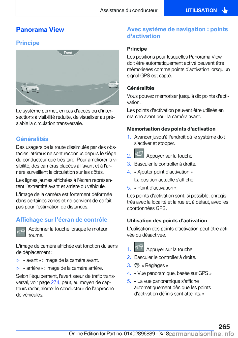 BMW 8 SERIES COUPE 2019  Notices Demploi (in French) �P�a�n�o�r�a�m�a��V�i�e�w
�P�r�i�n�c�i�p�e
�L�e��s�y�s�t�è�m�e��p�e�r�m�e�t�,��e�n��c�a�s��d�'�a�c�c�è�s��o�u��d�'�i�n�t�e�rj
�s�e�c�t�i�o�n�s��