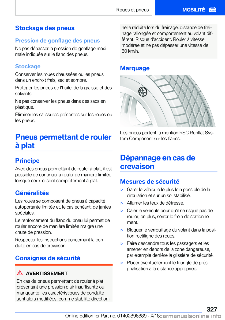 BMW 8 SERIES COUPE 2019  Notices Demploi (in French) �S�t�o�c�k�a�g�e��d�e�s��p�n�e�u�s�P�r�e�s�s�i�o�n��d�e��g�o�n�f�l�a�g�e��d�e�s��p�n�e�u�s
�N�e��p�a�s��d�é�p�a�s�s�e�r��l�a��p�r�e�s�s�i�o�n��d�e��g�o�n�f�l�a�g�e��m�a�x�ij �m�a�l�e��