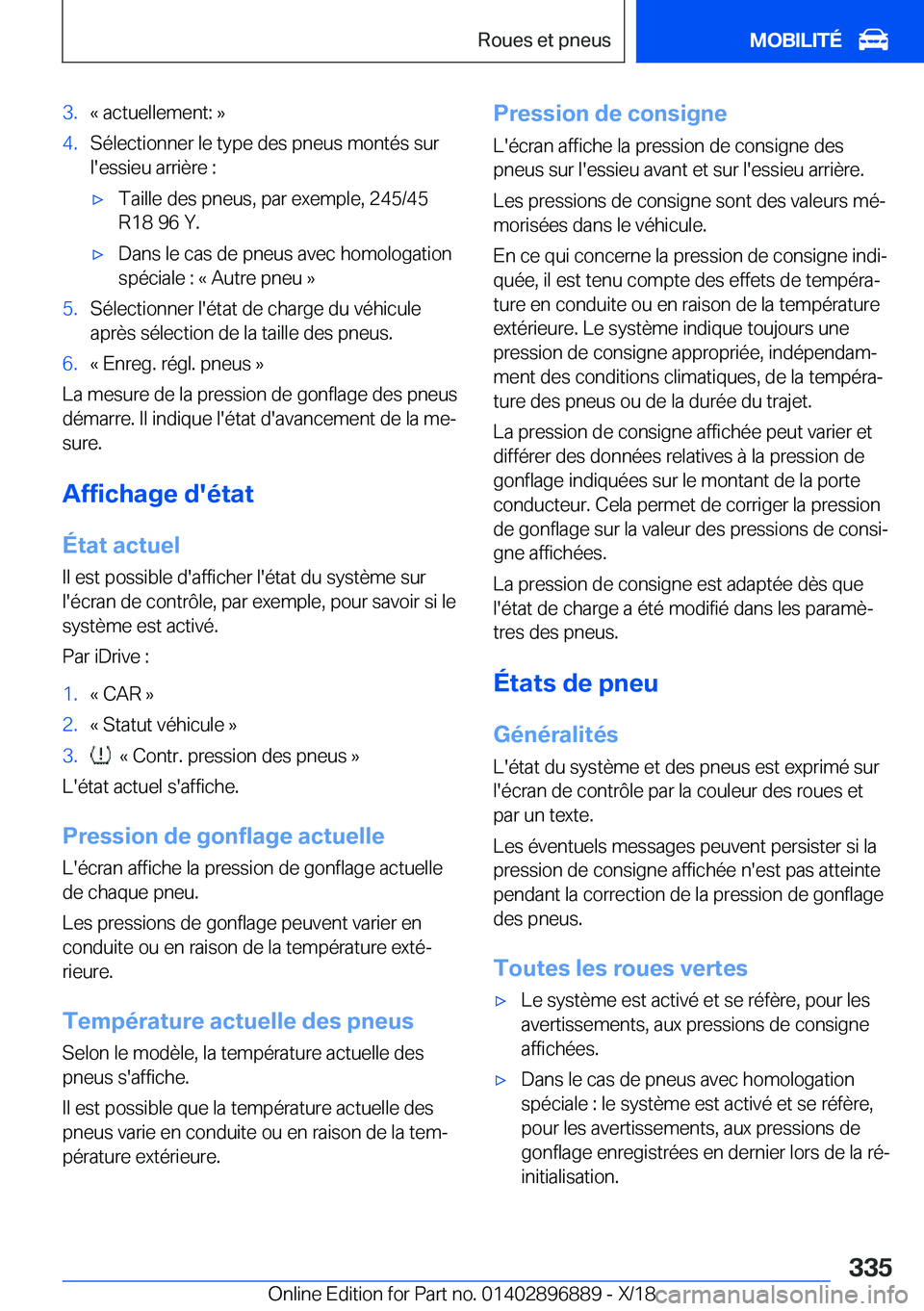 BMW 8 SERIES COUPE 2019  Notices Demploi (in French) �3�.�k��a�c�t�u�e�l�l�e�m�e�n�t�:��{�4�.�S�é�l�e�c�t�i�o�n�n�e�r��l�e��t�y�p�e��d�e�s��p�n�e�u�s��m�o�n�t�é�s��s�u�r�l�'�e�s�s�i�e�u��a�r�r�i�è�r�e��:'x�T�a�i�l�l�e��d�e�s��p�n�
