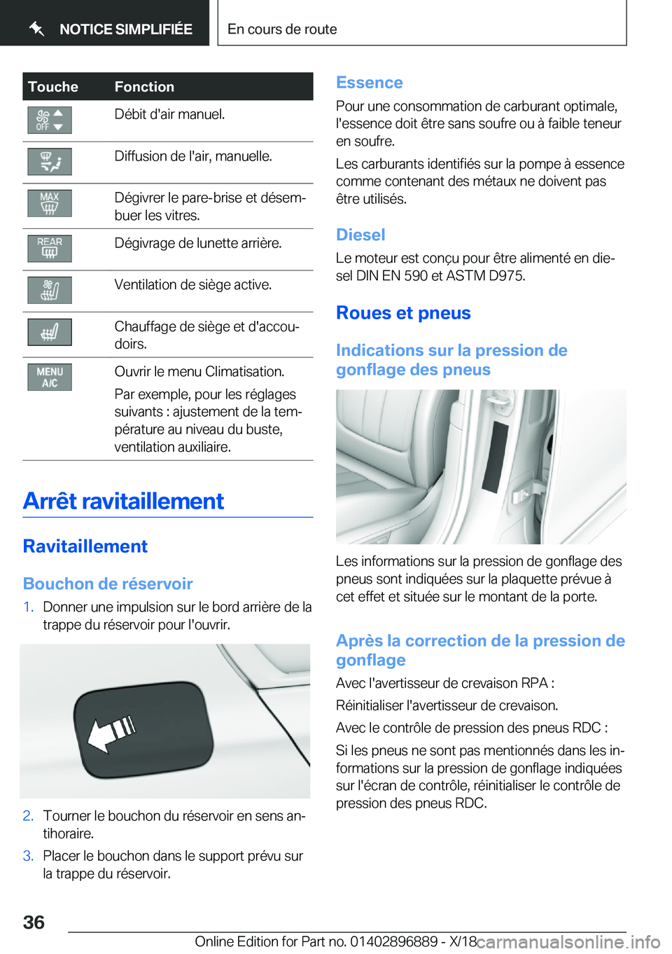 BMW 8 SERIES COUPE 2019  Notices Demploi (in French) �T�o�u�c�h�e�F�o�n�c�t�i�o�n�D�é�b�i�t��d�'�a�i�r��m�a�n�u�e�l�.�D�i�f�f�u�s�i�o�n��d�e��l�'�a�i�r�,��m�a�n�u�e�l�l�e�.�D�é�g�i�v�r�e�r��l�e��p�a�r�e�-�b�r�i�s�e��e�t��d�é�s�e�mj
