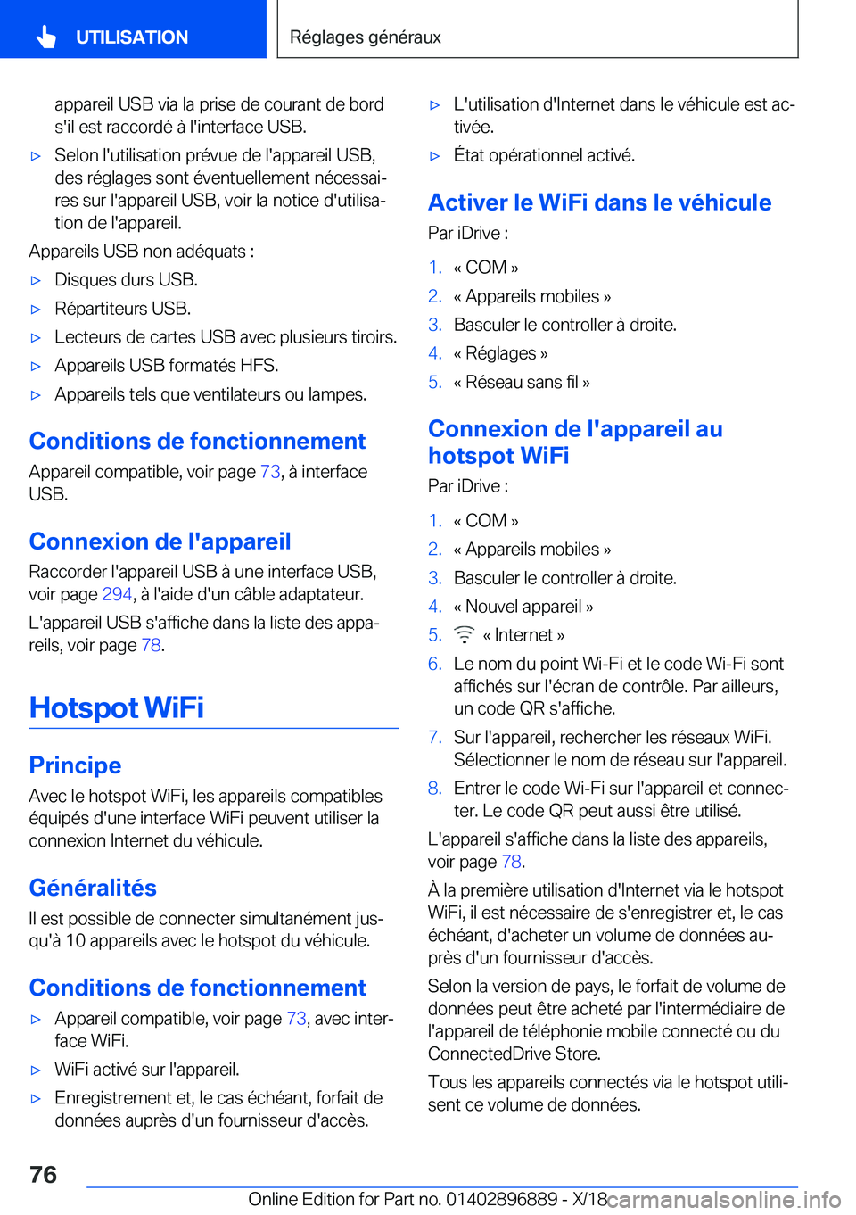 BMW 8 SERIES COUPE 2019  Notices Demploi (in French) �a�p�p�a�r�e�i�l��U�S�B��v�i�a��l�a��p�r�i�s�e��d�e��c�o�u�r�a�n�t��d�e��b�o�r�d
�s�'�i�l��e�s�t��r�a�c�c�o�r�d�é��