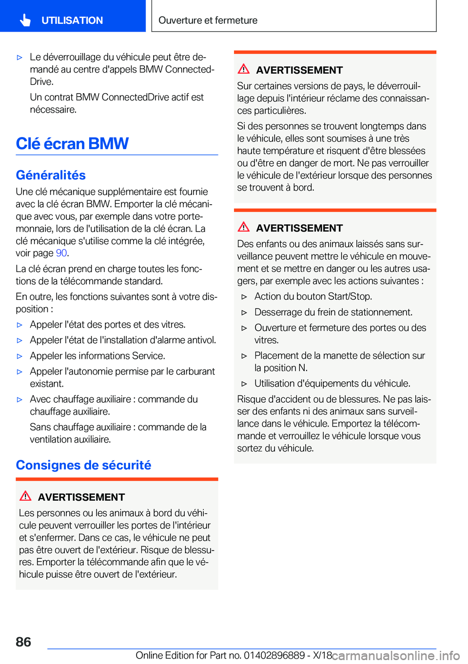 BMW 8 SERIES COUPE 2019  Notices Demploi (in French) 'x�L�e��d�é�v�e�r�r�o�u�i�l�l�a�g�e��d�u��v�é�h�i�c�u�l�e��p�e�u�t��ê�t�r�e��d�ej
�m�a�n�d�é��a�u��c�e�n�t�r�e��d�'�a�p�p�e�l�s��B�M�W��C�o�n�n�e�c�t�e�dj
�D�r�i�v�e�.
�U�n��
