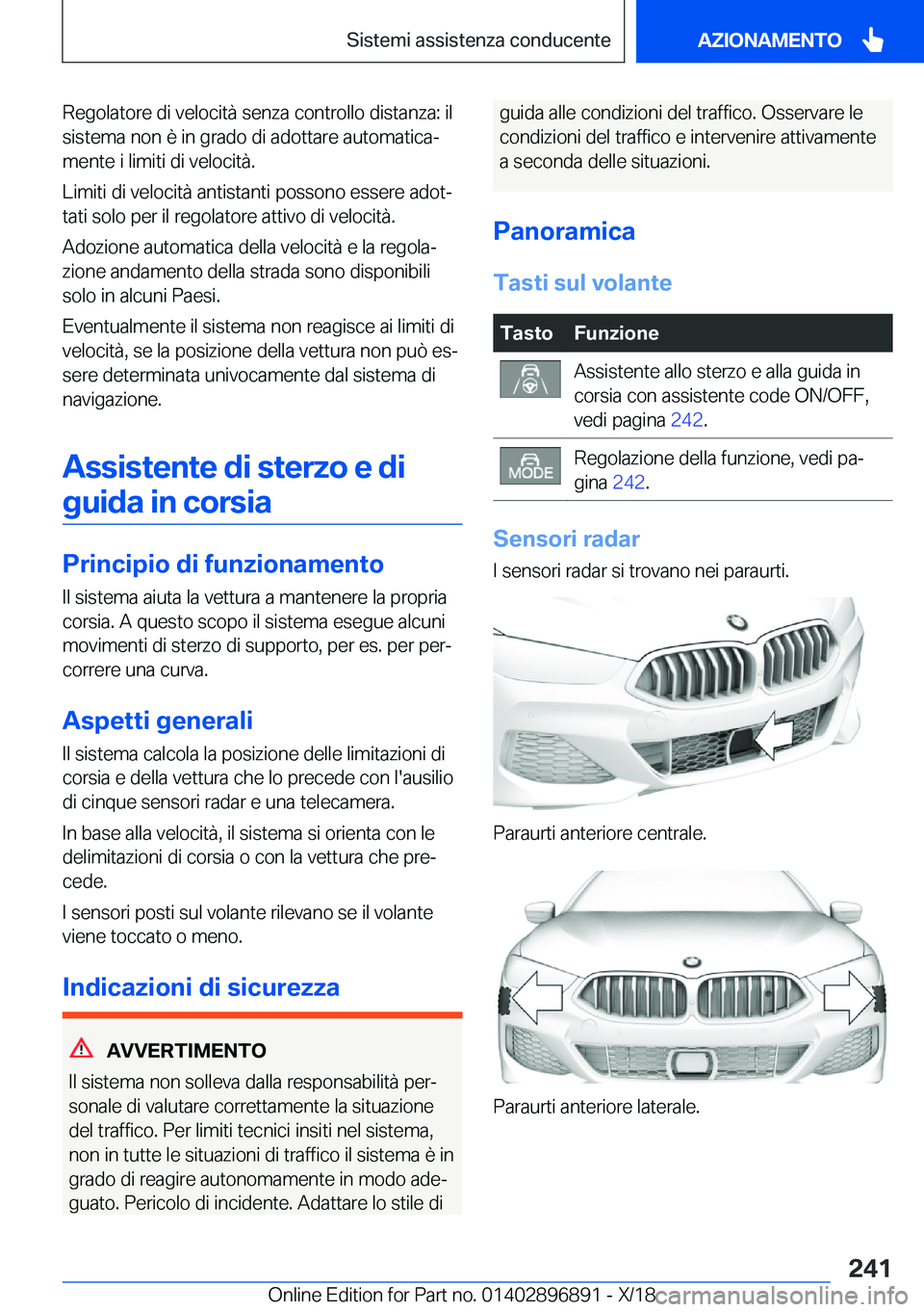 BMW 8 SERIES COUPE 2019  Libretti Di Uso E manutenzione (in Italian) �R�e�g�o�l�a�t�o�r�e��d�i��v�e�l�o�c�i�t�