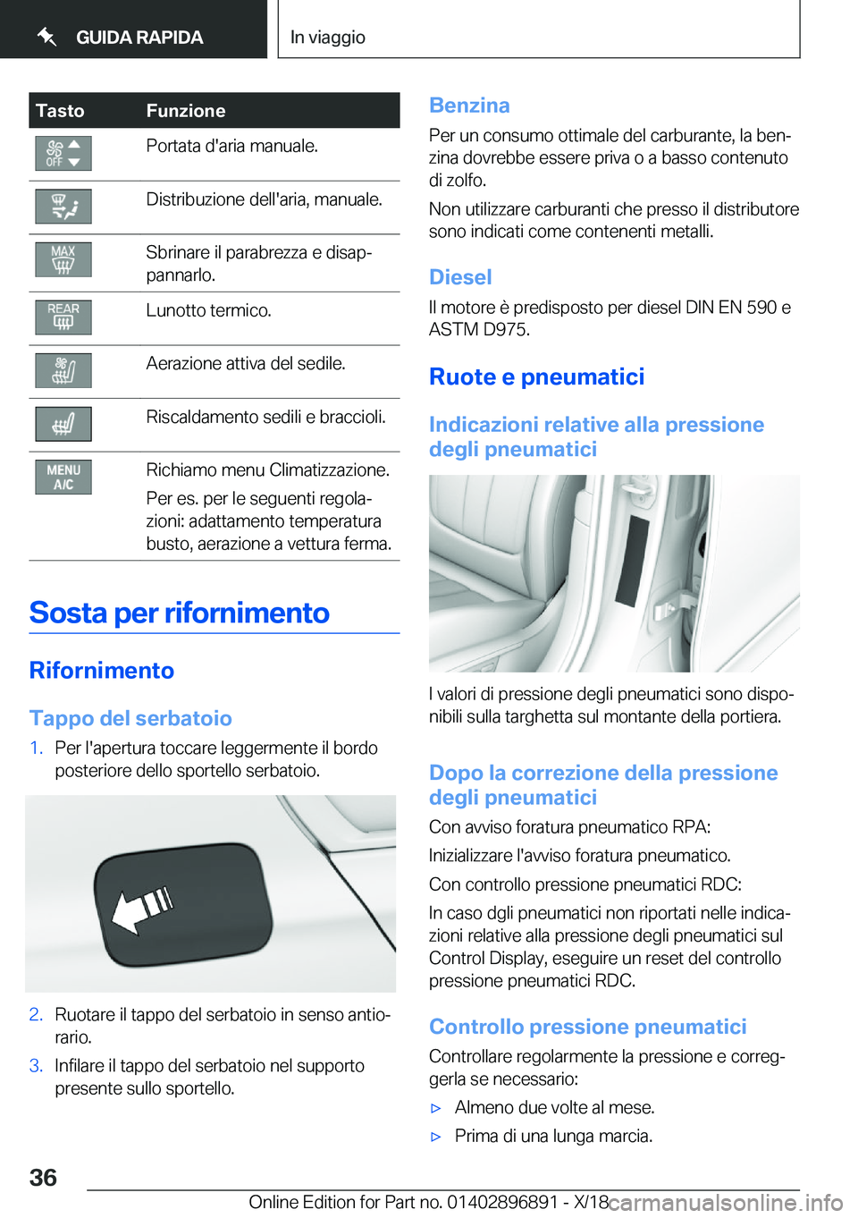 BMW 8 SERIES COUPE 2019  Libretti Di Uso E manutenzione (in Italian) �T�a�s�t�o�F�u�n�z�i�o�n�e�P�o�r�t�a�t�a��d�'�a�r�i�a��m�a�n�u�a�l�e�.�D�i�s�t�r�i�b�u�z�i�o�n�e��d�e�l�l�'�a�r�i�a�,��m�a�n�u�a�l�e�.�S�b�r�i�n�a�r�e��i�l��p�a�r�a�b�r�e�z�z�a��e��d�i