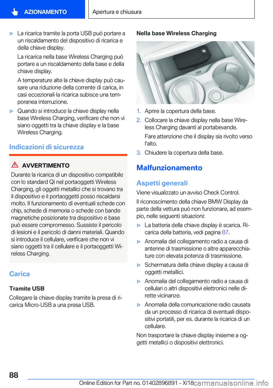 BMW 8 SERIES COUPE 2019  Libretti Di Uso E manutenzione (in Italian) 'x�L�a��r�i�c�a�r�i�c�a��t�r�a�m�i�t�e��l�a��p�o�r�t�a��U�S�B��p�u�