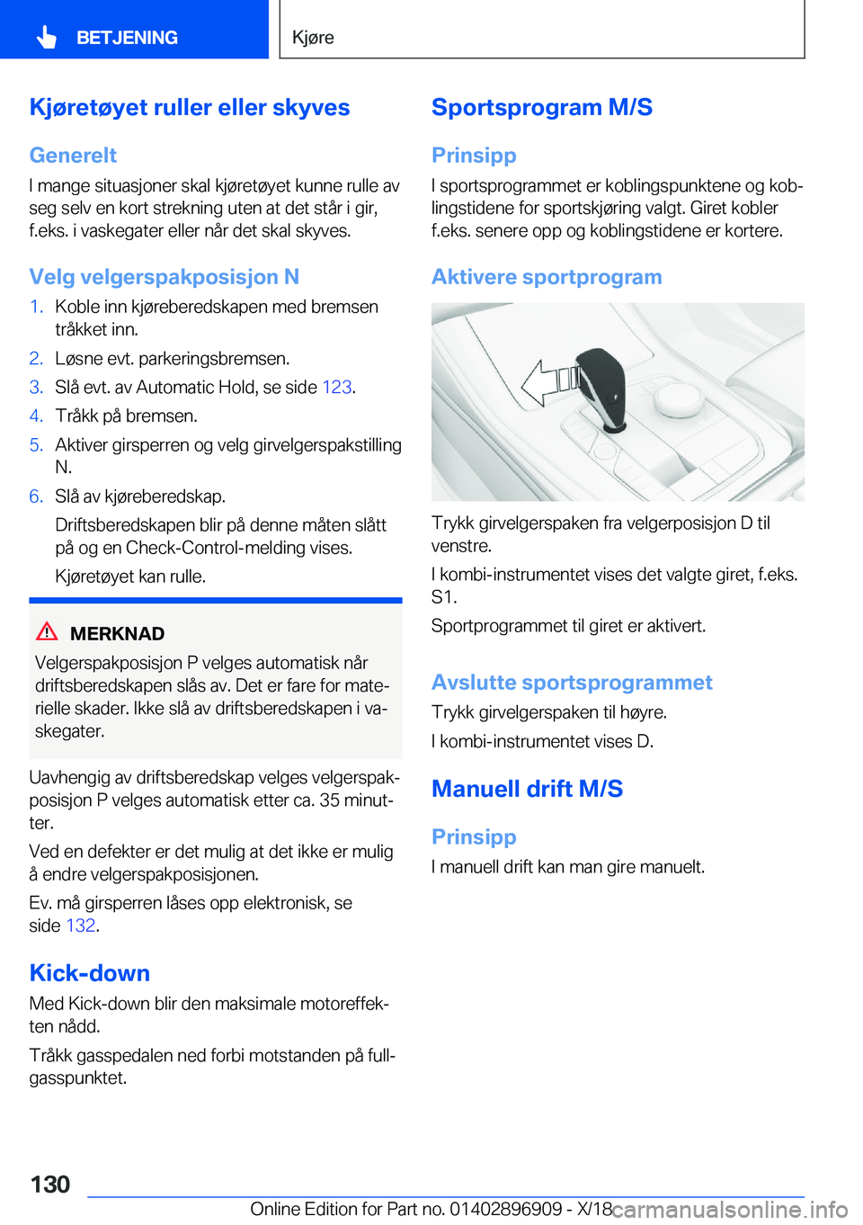 BMW 8 SERIES COUPE 2019  InstruksjonsbØker (in Norwegian) �K�j�