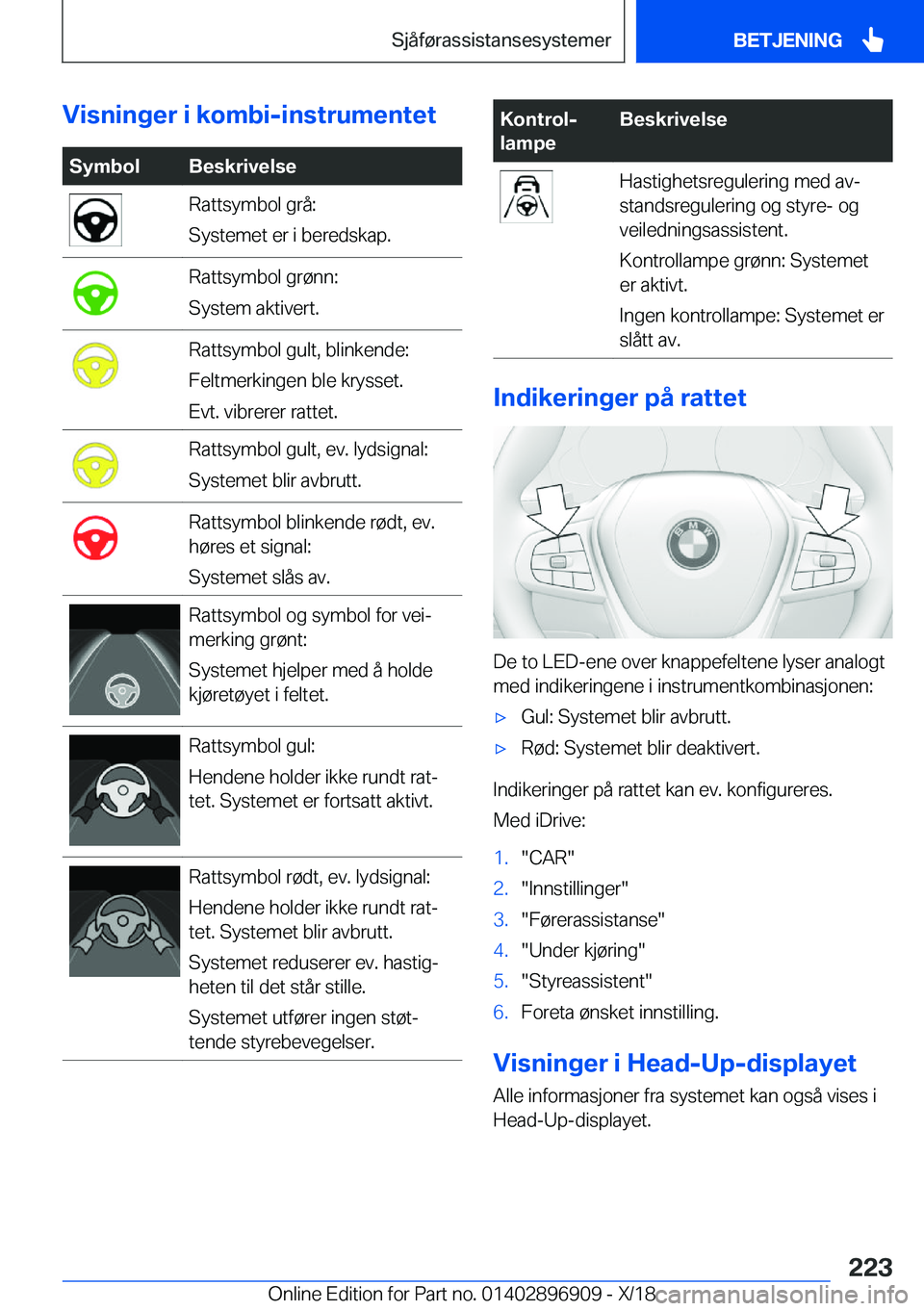 BMW 8 SERIES COUPE 2019  InstruksjonsbØker (in Norwegian) �V�i�s�n�i�n�g�e�r��i��k�o�m�b�i�-�i�n�s�t�r�u�m�e�n�t�e�t�S�y�m�b�o�l�B�e�s�k�r�i�v�e�l�s�e�R�a�t�t�s�y�m�b�o�l��g�r�å�:
�S�y�s�t�e�m�e�t��e�r��i��b�e�r�e�d�s�k�a�p�.�R�a�t�t�s�y�m�b�o�l��g�r