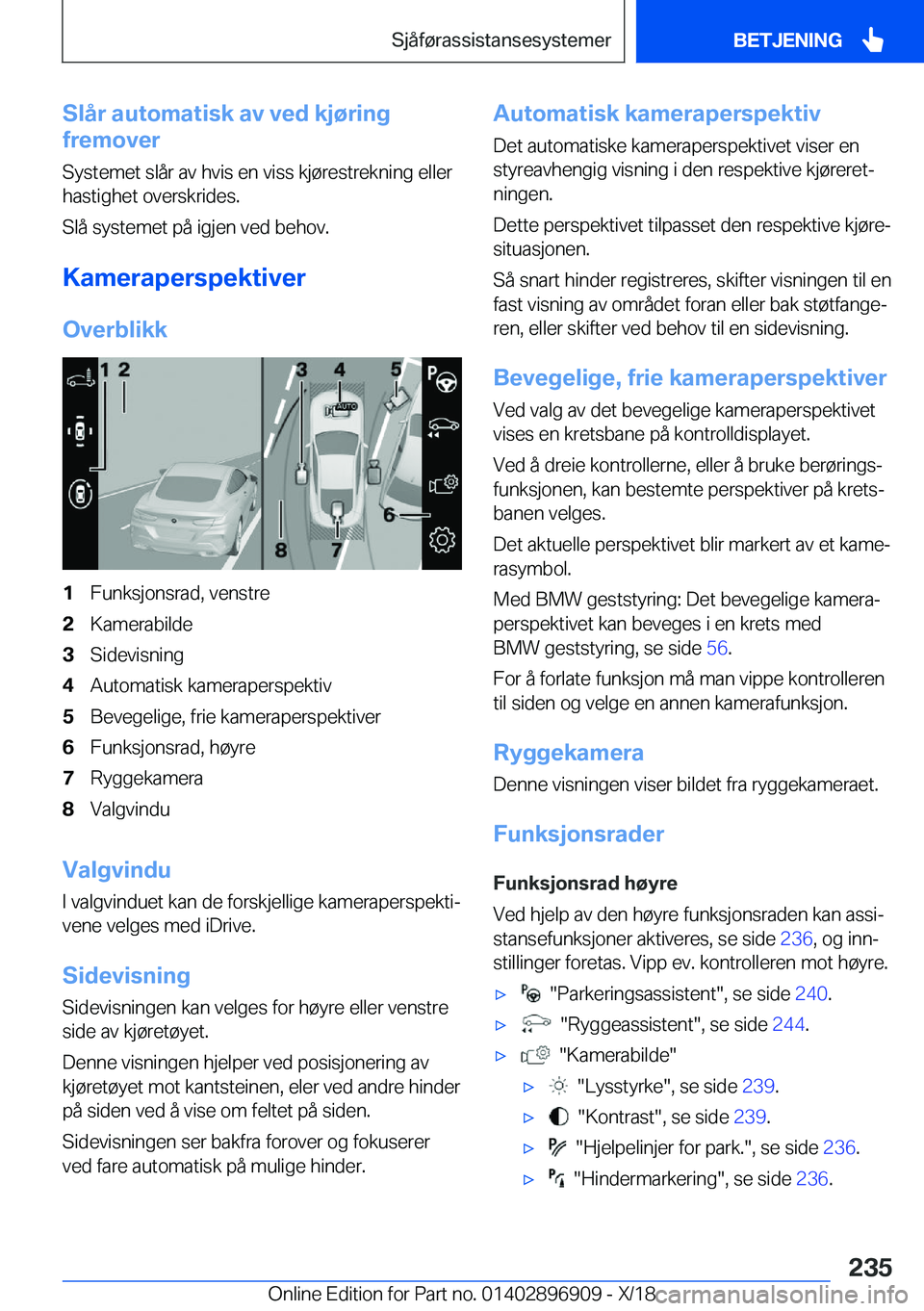 BMW 8 SERIES COUPE 2019  InstruksjonsbØker (in Norwegian) �S�l�å�r��a�u�t�o�m�a�t�i�s�k��a�v��v�e�d��k�j�