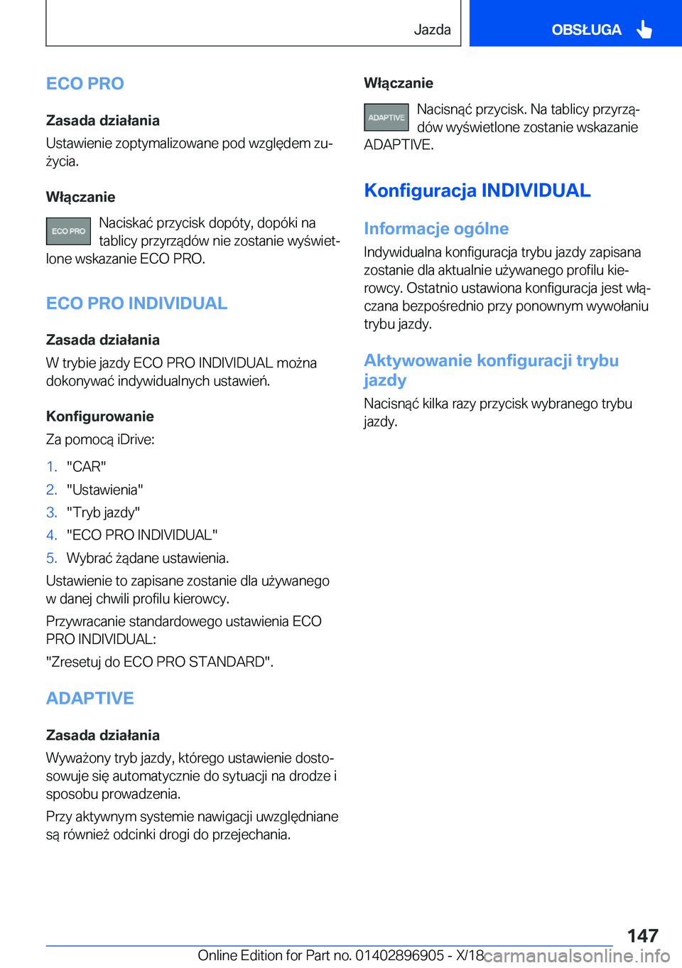 BMW 8 SERIES COUPE 2019  Instrukcja obsługi (in Polish) �E�C�O��P�R�O�Z�a�s�a�d�a��d�z�i�a�ł�a�n�i�a
�U�s�t�a�w�i�e�n�i�e��z�o�p�t�y�m�a�l�i�z�o�w�a�n�e��p�o�d��w�z�g�l�