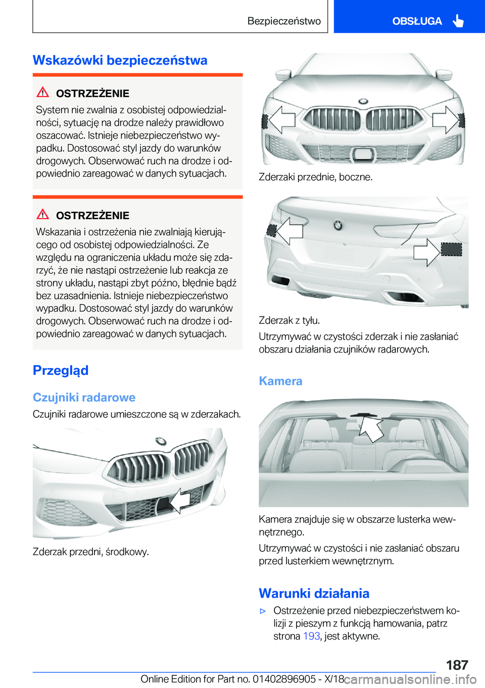 BMW 8 SERIES COUPE 2019  Instrukcja obsługi (in Polish) �W�s�k�a�z�