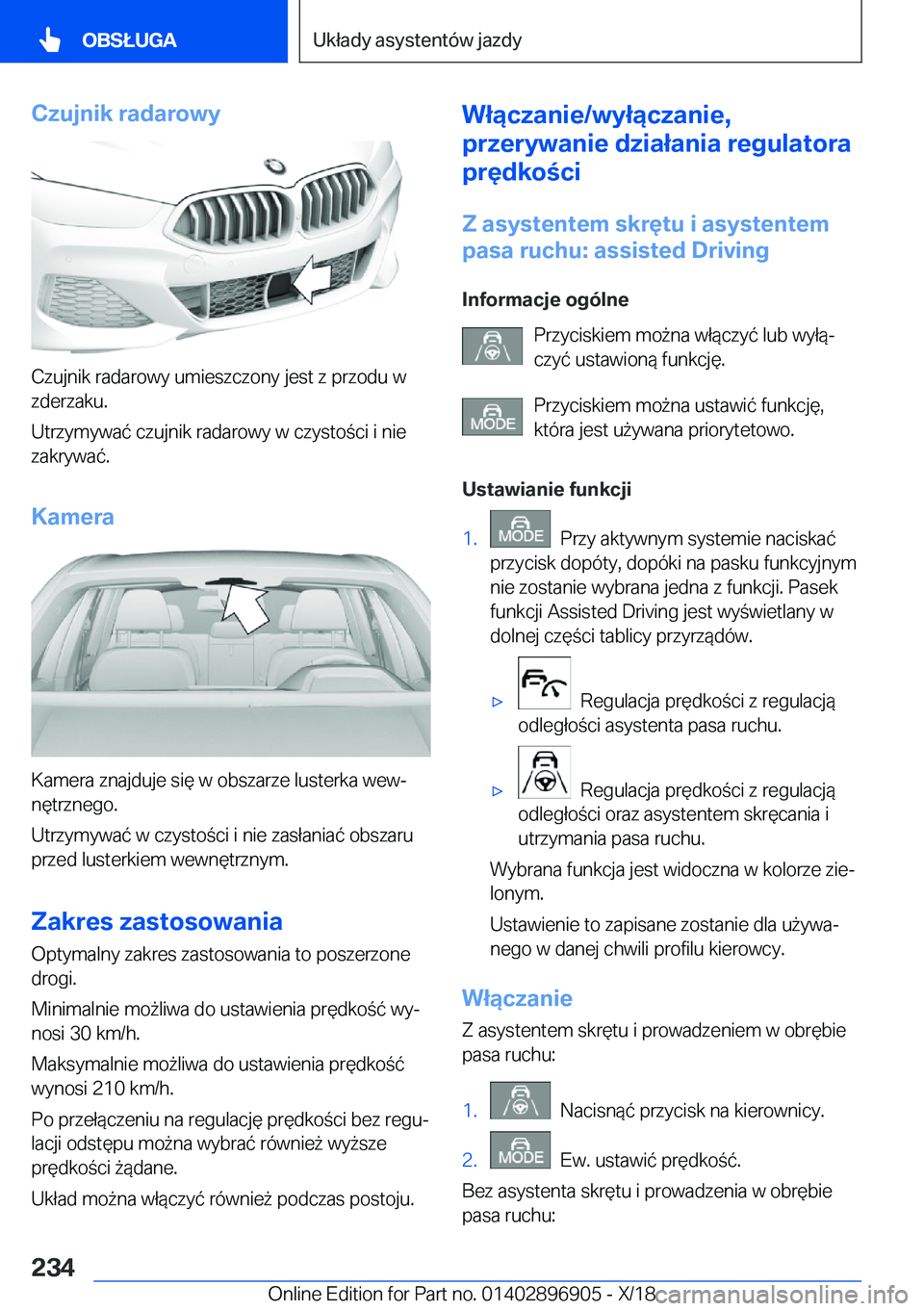BMW 8 SERIES COUPE 2019  Instrukcja obsługi (in Polish) �C�z�u�j�n�i�k��r�a�d�a�r�o�w�y
�C�z�u�j�n�i�k��r�a�d�a�r�o�w�y��u�m�i�e�s�z�c�z�o�n�y��j�e�s�t��z��p�r�z�o�d�u��w
�z�d�e�r�z�a�k�u�.
�U�t�r�z�y�m�y�w�a�