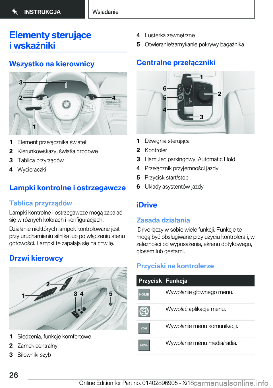 BMW 8 SERIES COUPE 2019  Instrukcja obsługi (in Polish) �E�l�e�m�e�n�t�y��s�t�e�r�u�j�ą�c�e�i��w�s�k�a7�n�i�k�i
�W�s�z�y�s�t�k�o��n�a��k�i�e�r�o�w�n�i�c�y
�1�E�l�e�m�e�n�t��p�r�z�e�ł�