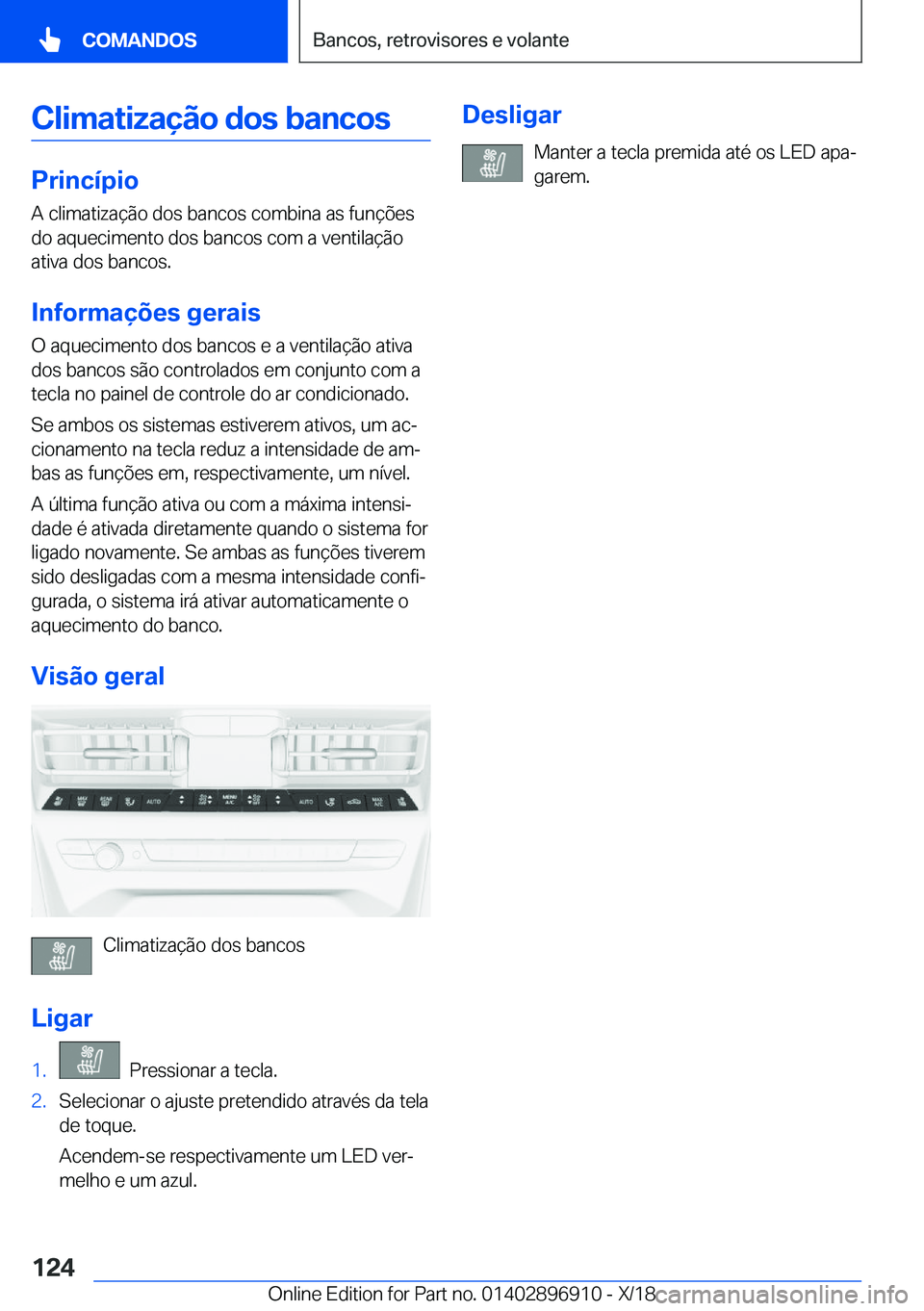 BMW 8 SERIES COUPE 2019  Manual do condutor (in Portuguese) �C�l�i�m�a�t�i�z�a�