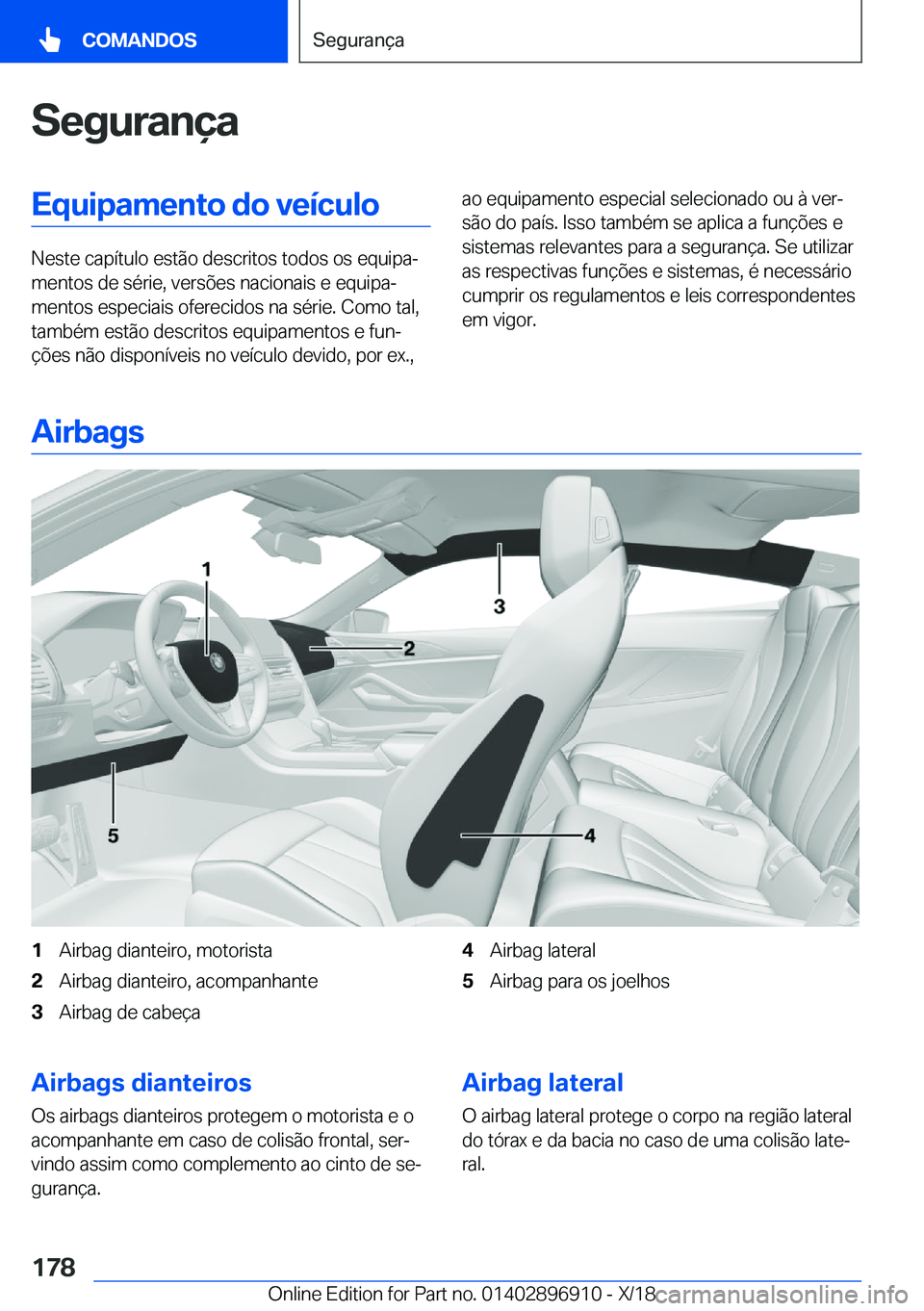 BMW 8 SERIES COUPE 2019  Manual do condutor (in Portuguese) �S�e�g�u�r�a�n�