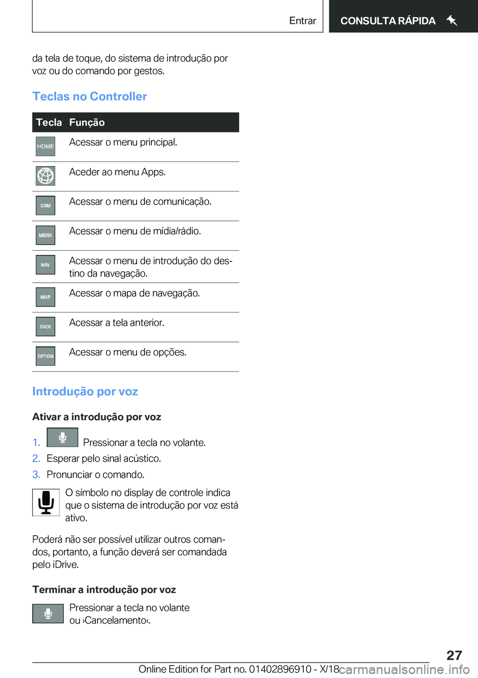 BMW 8 SERIES COUPE 2019  Manual do condutor (in Portuguese) �d�a��t�e�l�a��d�e��t�o�q�u�e�,��d�o��s�i�s�t�e�m�a��d�e��i�n�t�r�o�d�u�
