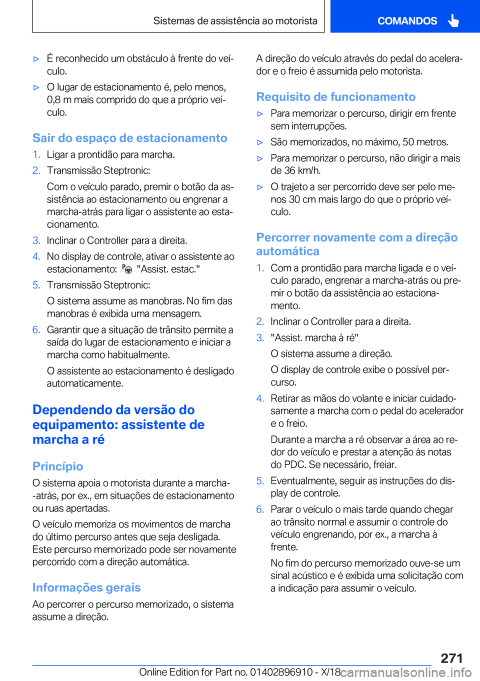 BMW 8 SERIES COUPE 2019  Manual do condutor (in Portuguese) x�