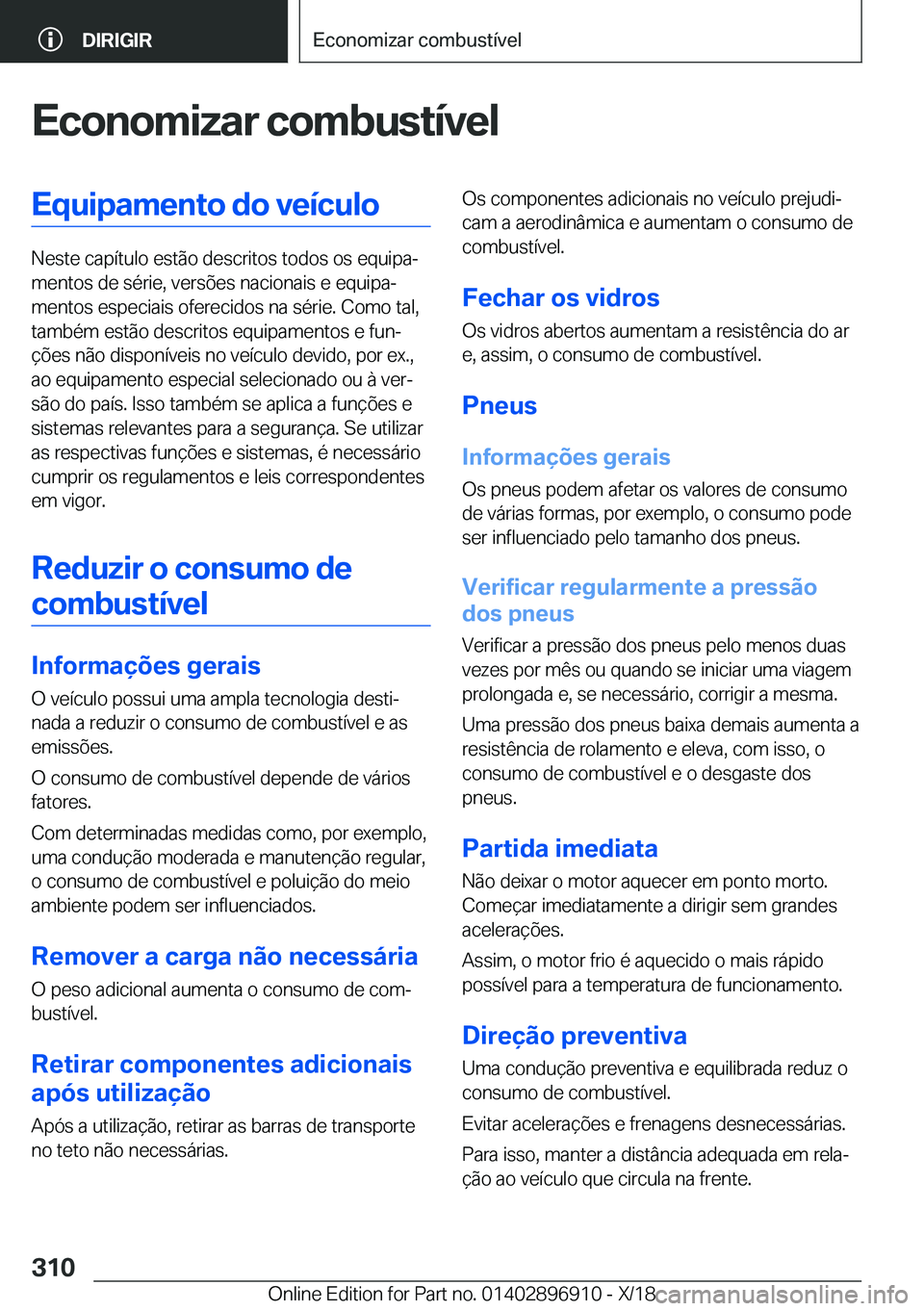 BMW 8 SERIES COUPE 2019  Manual do condutor (in Portuguese) �E�c�o�n�o�m�i�z�a�r��c�o�m�b�u�s�t�