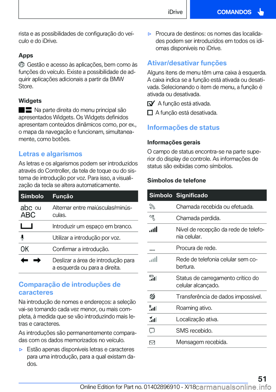 BMW 8 SERIES COUPE 2019  Manual do condutor (in Portuguese) �r�i�s�t�a��e��a�s��p�o�s�s�i�b�i�l�i�d�a�d�e�s��d�e��c�o�n�f�i�g�u�r�a�
