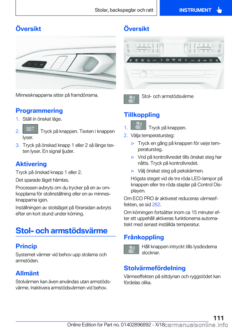 BMW 8 SERIES COUPE 2019  InstruktionsbÖcker (in Swedish) �