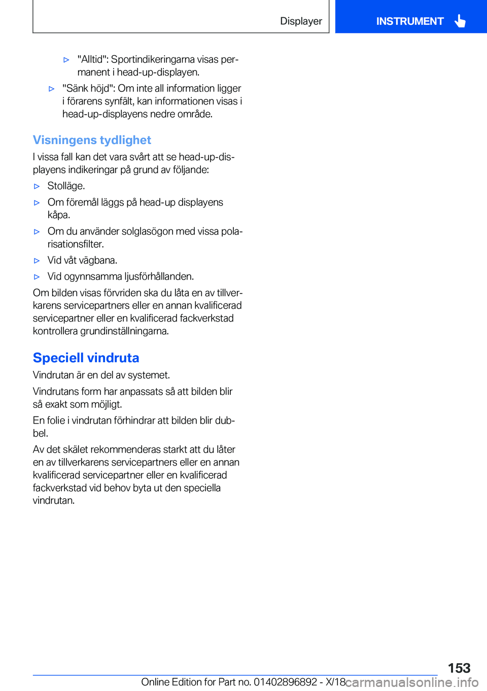 BMW 8 SERIES COUPE 2019  InstruktionsbÖcker (in Swedish) x��A�l�l�t�i�d��:��S�p�o�r�t�i�n�d�i�k�e�r�i�n�g�a�r�n�a��v�i�s�a�s��p�e�rj
�m�a�n�e�n�t��i��h�e�a�d�-�u�p�-�d�i�s�p�l�a�y�e�n�.x��S�ä�n�k��h�