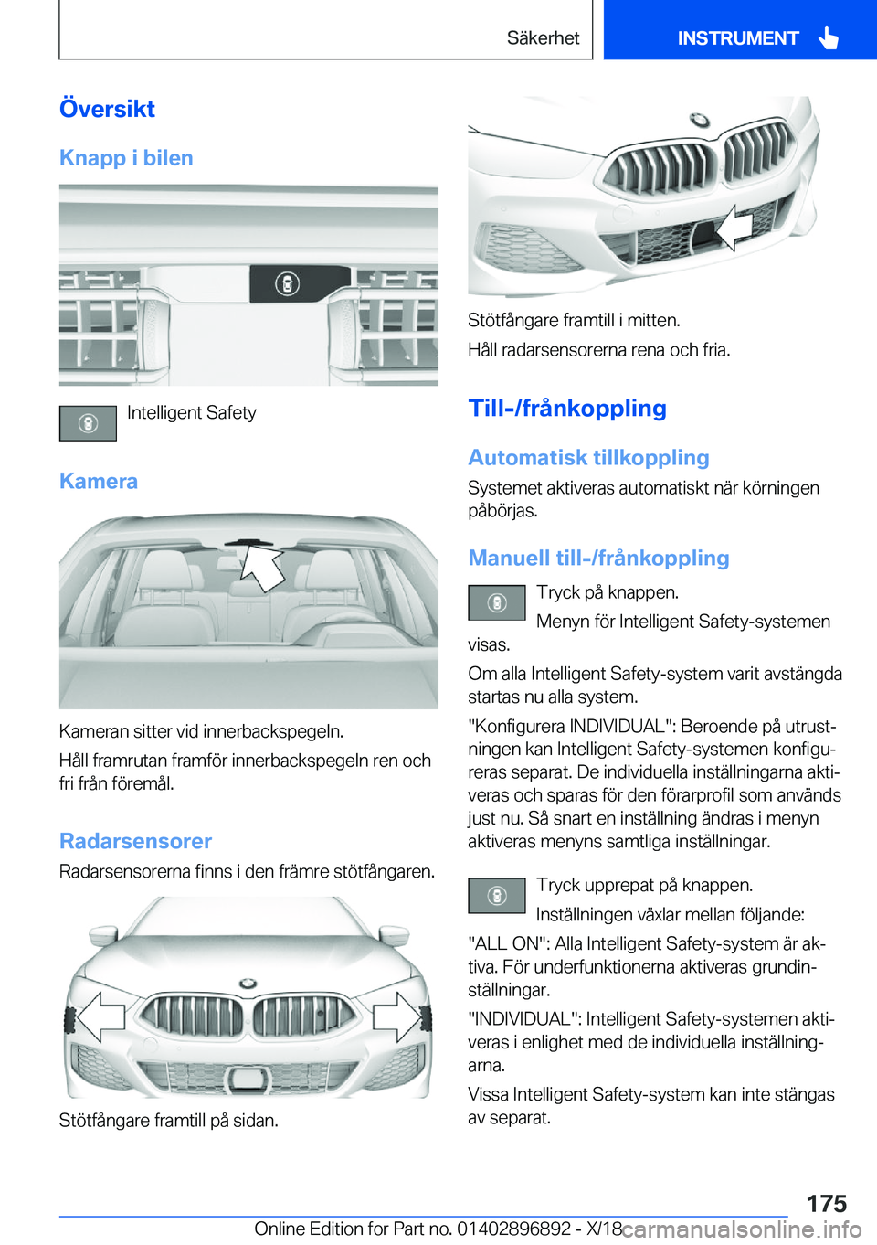 BMW 8 SERIES COUPE 2019  InstruktionsbÖcker (in Swedish) �