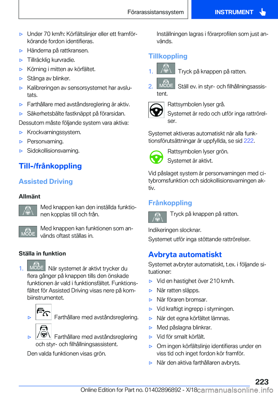 BMW 8 SERIES COUPE 2019  InstruktionsbÖcker (in Swedish) x�U�n�d�e�r��7�0��k�m�/�h�:��K�