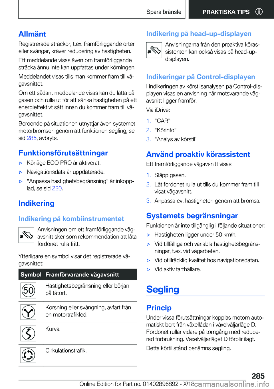 BMW 8 SERIES COUPE 2019  InstruktionsbÖcker (in Swedish) �A�l�l�m�ä�n�t
�R�e�g�i�s�t�r�e�r�a�d�e��s�t�r�ä�c�k�o�r�,��t�.�e�x�.��f�r�a�m�f�