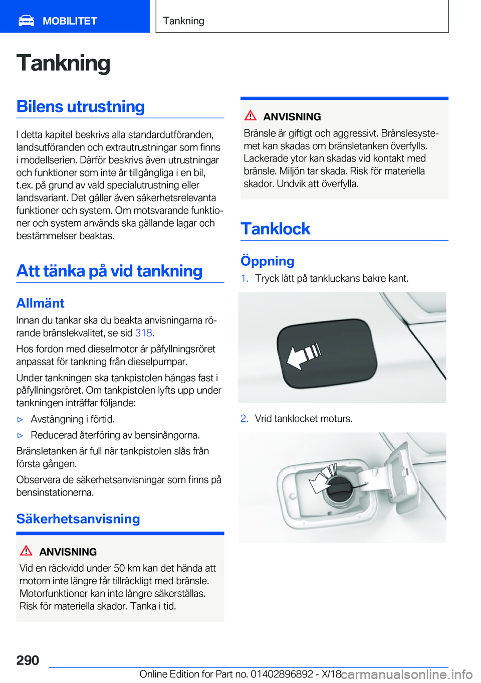 BMW 8 SERIES COUPE 2019  InstruktionsbÖcker (in Swedish) �T�a�n�k�n�i�n�g�B�i�l�e�n�s��u�t�r�u�s�t�n�i�n�g
�I��d�e�t�t�a��k�a�p�i�t�e�l��b�e�s�k�r�i�v�s��a�l�l�a��s�t�a�n�d�a�r�d�u�t�f�