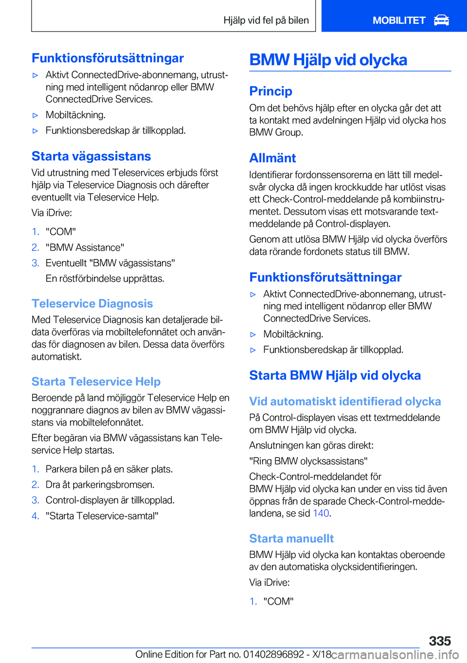 BMW 8 SERIES COUPE 2019  InstruktionsbÖcker (in Swedish) �F�u�n�k�t�i�o�n�s�f�
