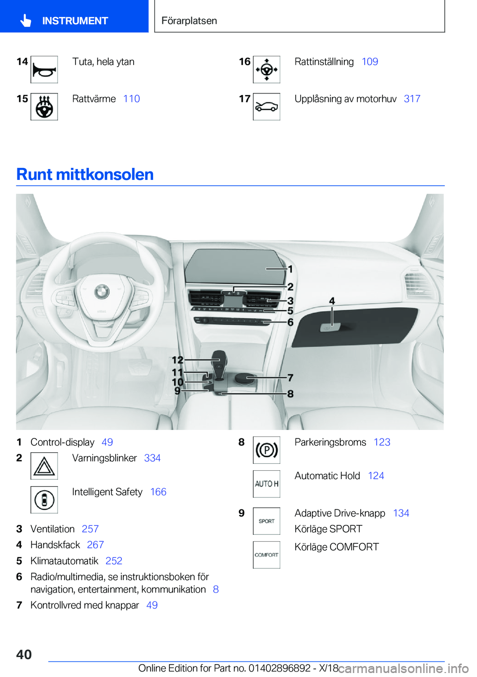 BMW 8 SERIES COUPE 2019  InstruktionsbÖcker (in Swedish) �1�4�T�u�t�a�,��h�e�l�a��y�t�a�n�1�5�R�a�t�t�v�ä�r�m�e\_�1�1�0�1�6�R�a�t�t�i�n�s�t�ä�l�l�n�i�n�g\_ �1�0�9�1�7�U�p�p�l�å�s�n�i�n�g��a�v��m�o�t�o�r�h�u�v\_ �3�1�7
�R�u�n�t��m�i�t�t�k�o�n�s