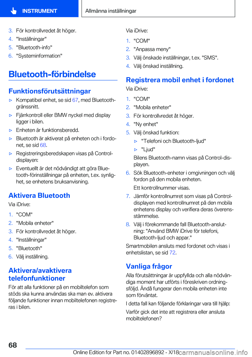 BMW 8 SERIES COUPE 2019  InstruktionsbÖcker (in Swedish) �3�.�F�