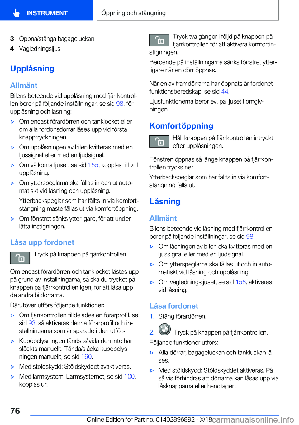 BMW 8 SERIES COUPE 2019  InstruktionsbÖcker (in Swedish) �3�
