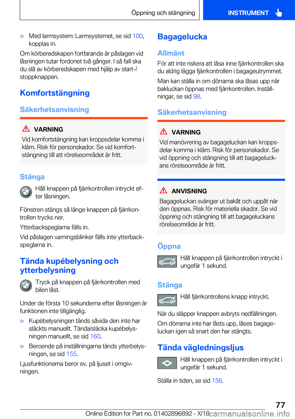 BMW 8 SERIES COUPE 2019  InstruktionsbÖcker (in Swedish) x�M�e�d��l�a�r�m�s�y�s�t�e�m�:��L�a�r�m�s�y�s�t�e�m�e�t�,��s�e��s�i�d��1�0�0�,
�k�o�p�p�l�a�s��i�n�.
�O�m��k�