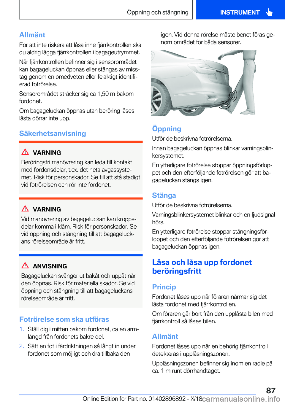BMW 8 SERIES COUPE 2019  InstruktionsbÖcker (in Swedish) �A�l�l�m�ä�n�t
�F�