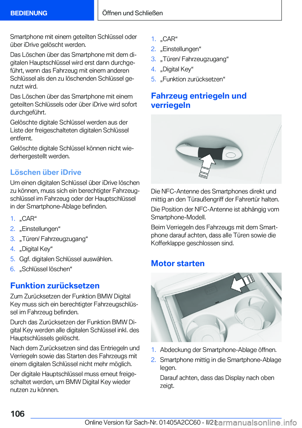 BMW 8 SERIES GRAN COUPE 2022  Betriebsanleitungen (in German) �S�m�a�r�t�p�h�o�n�e��m�i�t��e�i�n�e�m��g�e�t�e�i�l�t�e�n��S�c�h�l�