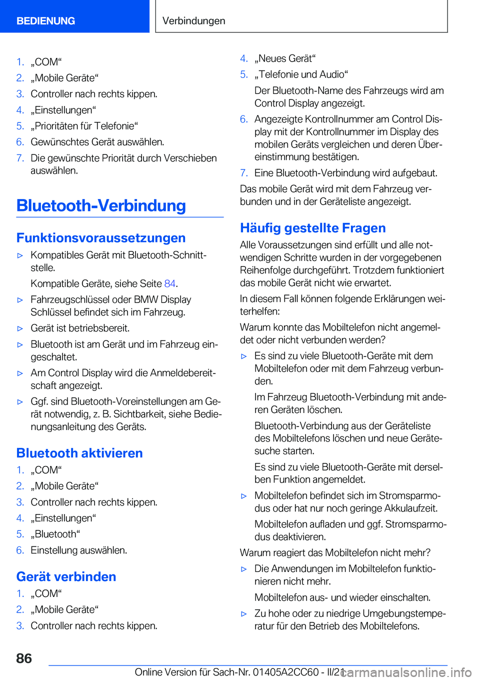 BMW 8 SERIES GRAN COUPE 2022  Betriebsanleitungen (in German) �1�.x�C�O�Mv�2�.x�M�o�b�i�l�e��G�e�r�