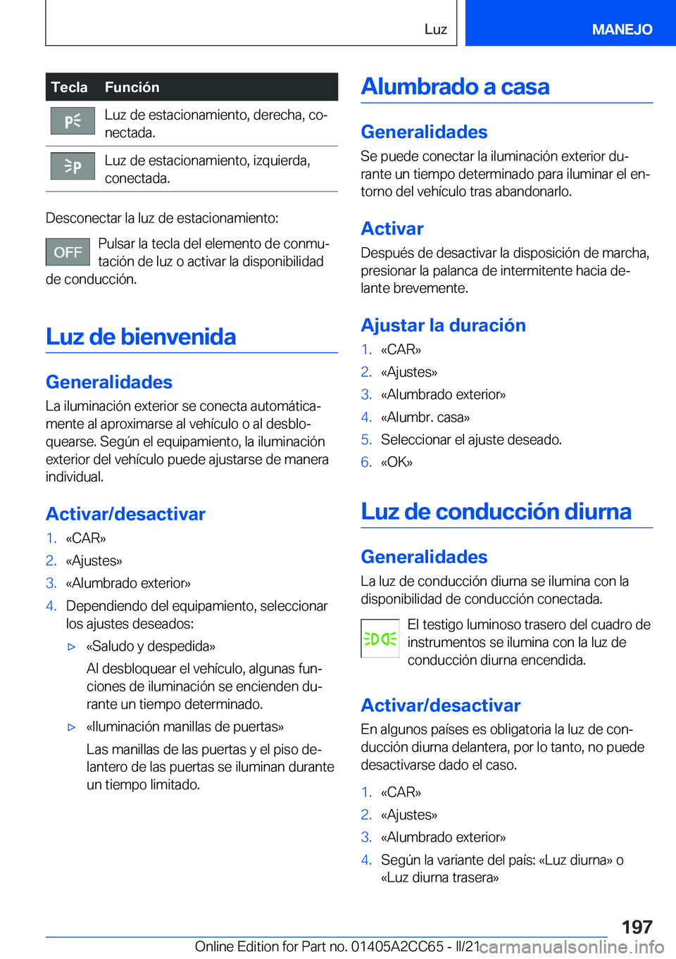BMW 8 SERIES GRAN COUPE 2022  Manuales de Empleo (in Spanish) �T�e�c�l�a�F�u�n�c�i�