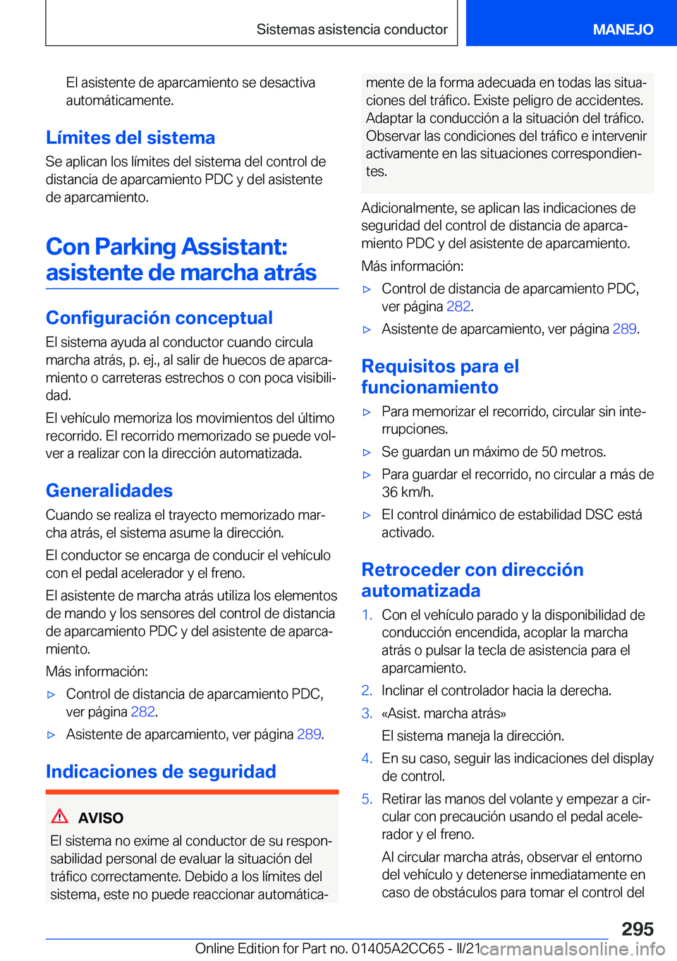 BMW 8 SERIES GRAN COUPE 2022  Manuales de Empleo (in Spanish) �E�l��a�s�i�s�t�e�n�t�e��d�e��a�p�a�r�c�a�m�i�e�n�t�o��s�e��d�e�s�a�c�t�i�v�a�a�u�t�o�m�