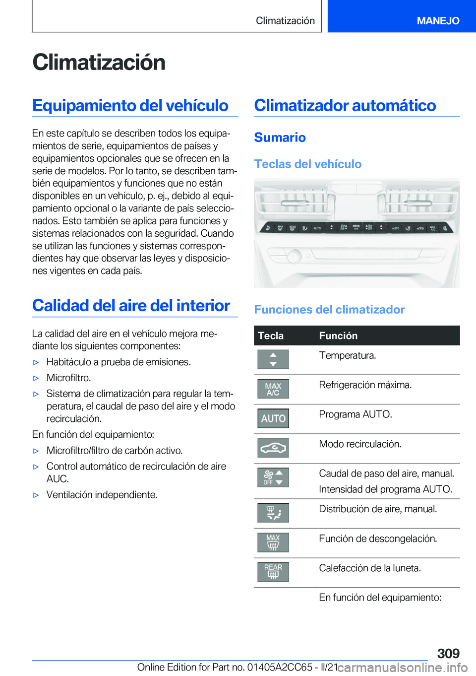 BMW 8 SERIES GRAN COUPE 2022  Manuales de Empleo (in Spanish) �C�l�i�m�a�t�i�z�a�c�i�