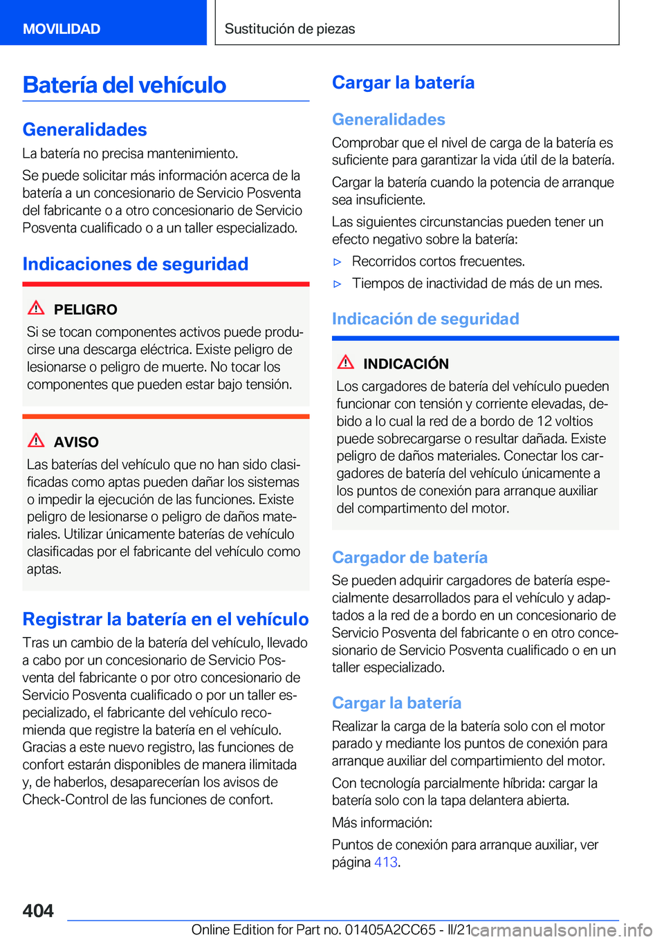 BMW 8 SERIES GRAN COUPE 2022  Manuales de Empleo (in Spanish) �B�a�t�e�r�