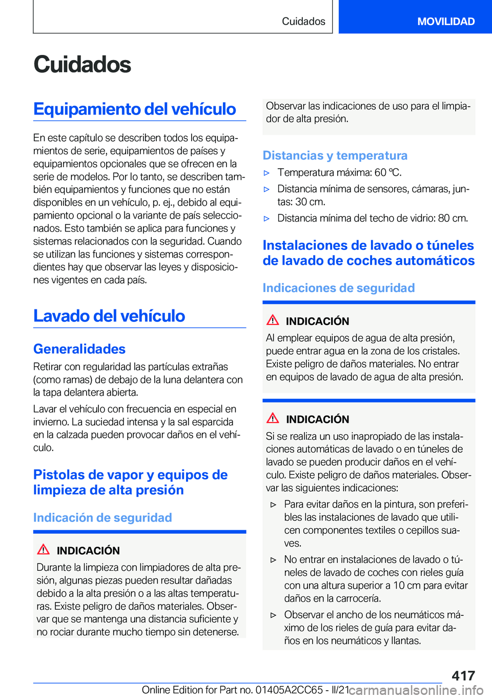 BMW 8 SERIES GRAN COUPE 2022  Manuales de Empleo (in Spanish) �C�u�i�d�a�d�o�s�E�q�u�i�p�a�m�i�e�n�t�o��d�e�l��v�e�h�