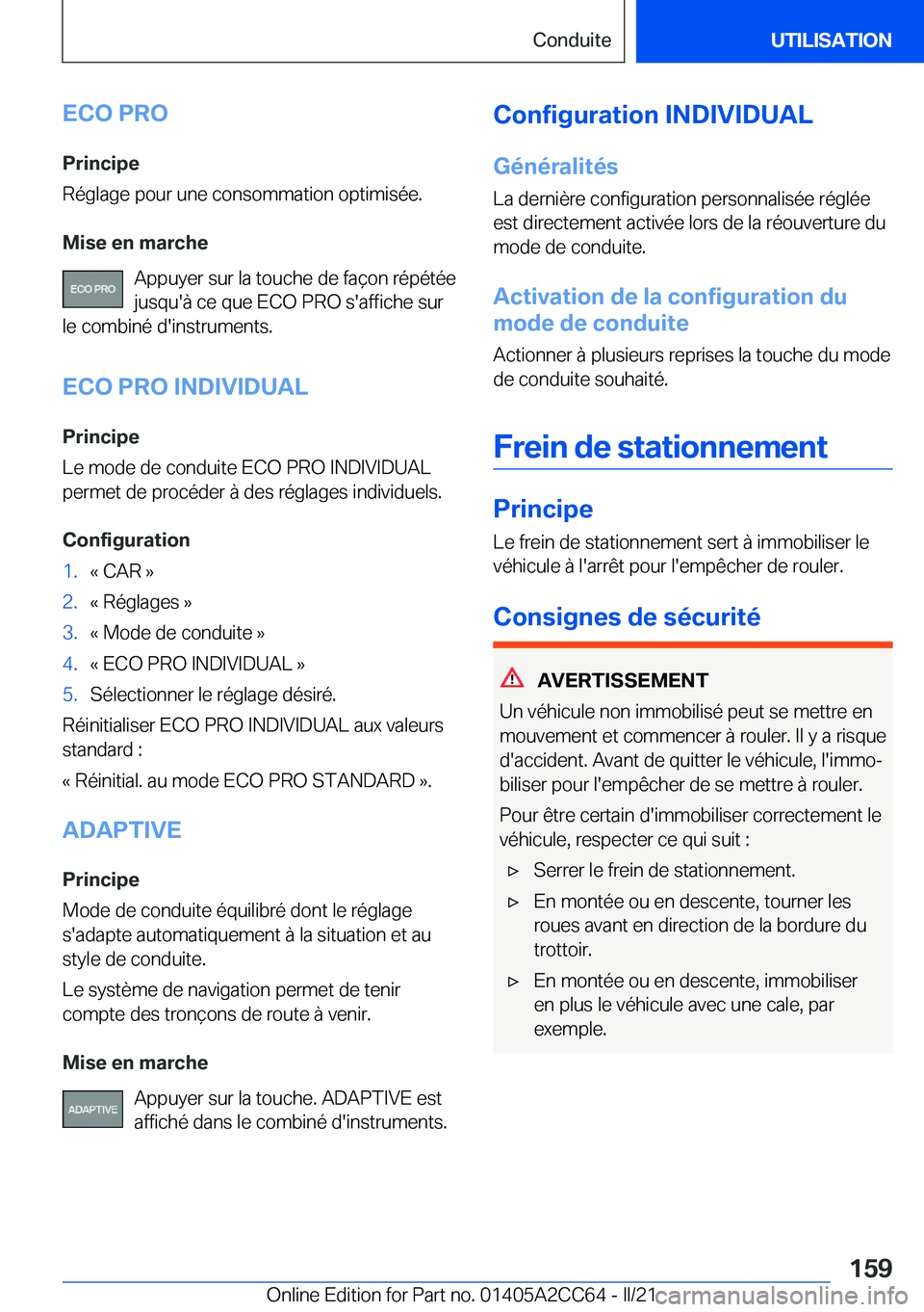 BMW 8 SERIES GRAN COUPE 2022  Notices Demploi (in French) �E�C�O��P�R�O�P�r�i�n�c�i�p�e
�R�é�g�l�a�g�e��p�o�u�r��u�n�e��c�o�n�s�o�m�m�a�t�i�o�n��o�p�t�i�m�i�s�é�e�.
�M�i�s�e��e�n��m�a�r�c�h�e �A�p�p�u�y�e�r��s�u�r��l�a��t�o�u�c�h�e��d�e��f�a�ç