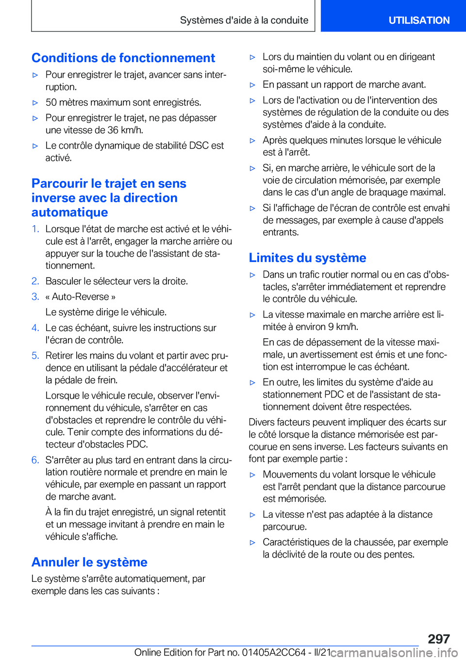 BMW 8 SERIES GRAN COUPE 2022  Notices Demploi (in French) �C�o�n�d�i�t�i�o�n�s��d�e��f�o�n�c�t�i�o�n�n�e�m�e�n�t'x�P�o�u�r��e�n�r�e�g�i�s�t�r�e�r��l�e��t�r�a�j�e�t�,��a�v�a�n�c�e�r��s�a�n�s��i�n�t�e�rj�r�u�p�t�i�o�n�.'x�5�0��m�è�t�r�e�s��