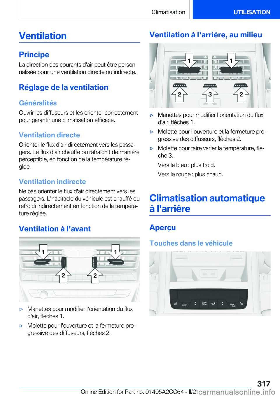 BMW 8 SERIES GRAN COUPE 2022  Notices Demploi (in French) �V�e�n�t�i�l�a�t�i�o�n
�P�r�i�n�c�i�p�e�L�a��d�i�r�e�c�t�i�o�n��d�e�s��c�o�u�r�a�n�t�s��d�'�a�i�r��p�e�u�t��ê�t�r�e��p�e�r�s�o�nj�n�a�l�i�s�é�e��p�o�u�r��u�n�e��v�e�n�t�i�l�a�t�i�o�n�