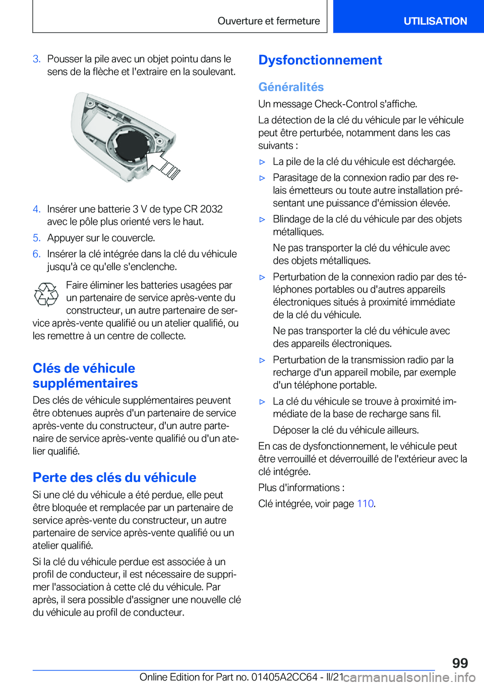 BMW 8 SERIES GRAN COUPE 2022  Notices Demploi (in French) �3�.�P�o�u�s�s�e�r��l�a��p�i�l�e��a�v�e�c��u�n��o�b�j�e�t��p�o�i�n�t�u��d�a�n�s��l�e
�s�e�n�s��d�e��l�a��f�l�è�c�h�e��e�t��l�'�e�x�t�r�a�i�r�e��e�n��l�a��s�o�u�l�e�v�a�n�t�.�4�.�I