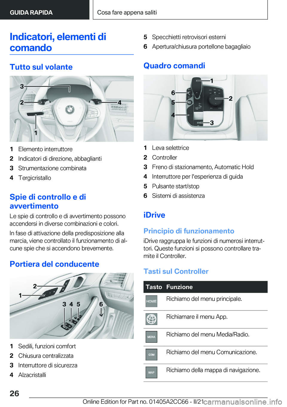 BMW 8 SERIES GRAN COUPE 2022  Libretti Di Uso E manutenzione (in Italian) �I�n�d�i�c�a�t�o�r�i�,��e�l�e�m�e�n�t�i��d�i�c�o�m�a�n�d�o
�T�u�t�t�o��s�u�l��v�o�l�a�n�t�e
�1�E�l�e�m�e�n�t�o��i�n�t�e�r�r�u�t�t�o�r�e�2�I�n�d�i�c�a�t�o�r�i��d�i��d�i�r�e�z�i�o�n�e�,��a�b�b�a
