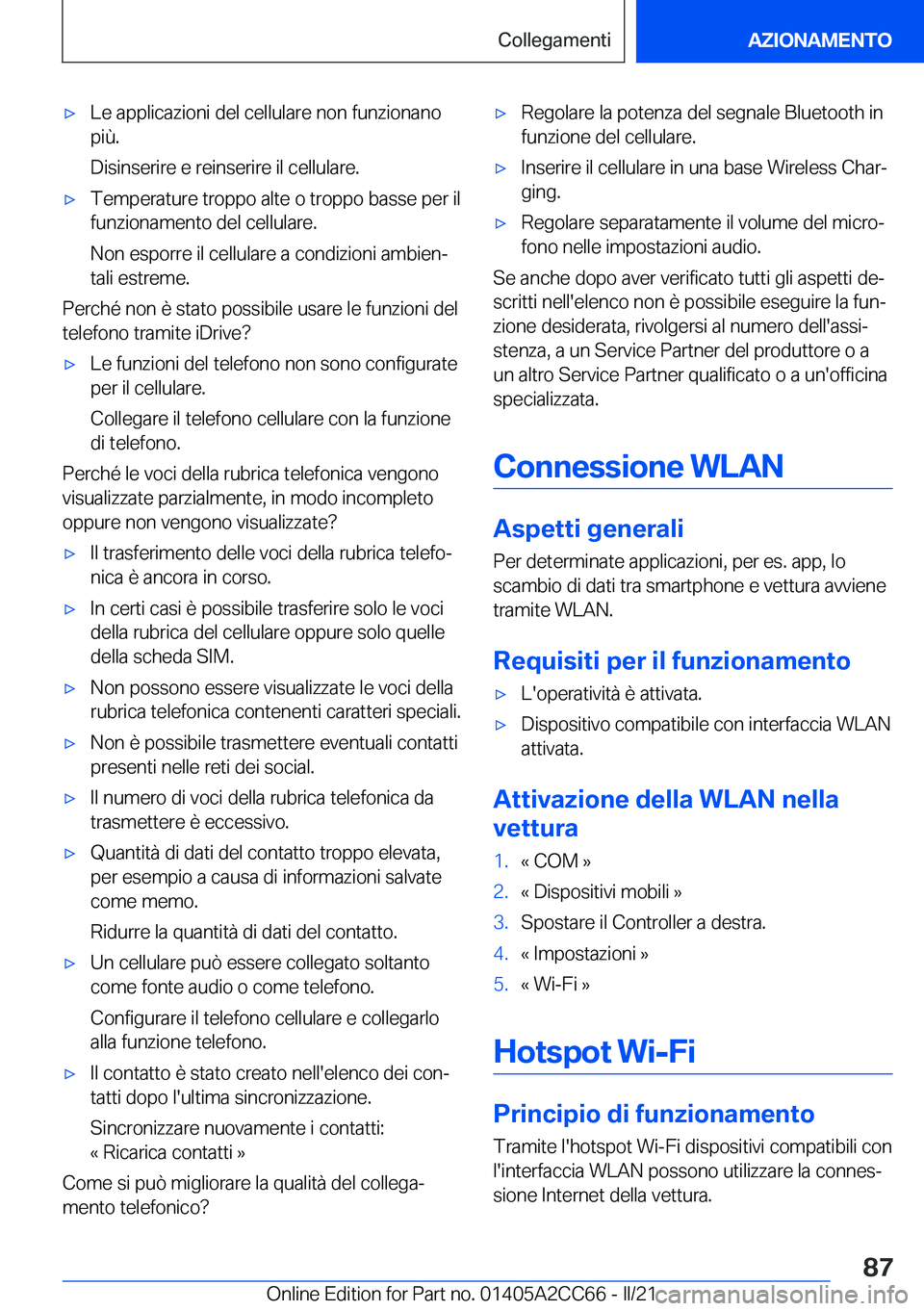 BMW 8 SERIES GRAN COUPE 2022  Libretti Di Uso E manutenzione (in Italian) 'x�L�e��a�p�p�l�i�c�a�z�i�o�n�i��d�e�l��c�e�l�l�u�l�a�r�e��n�o�n��f�u�n�z�i�o�n�a�n�o
�p�i�
